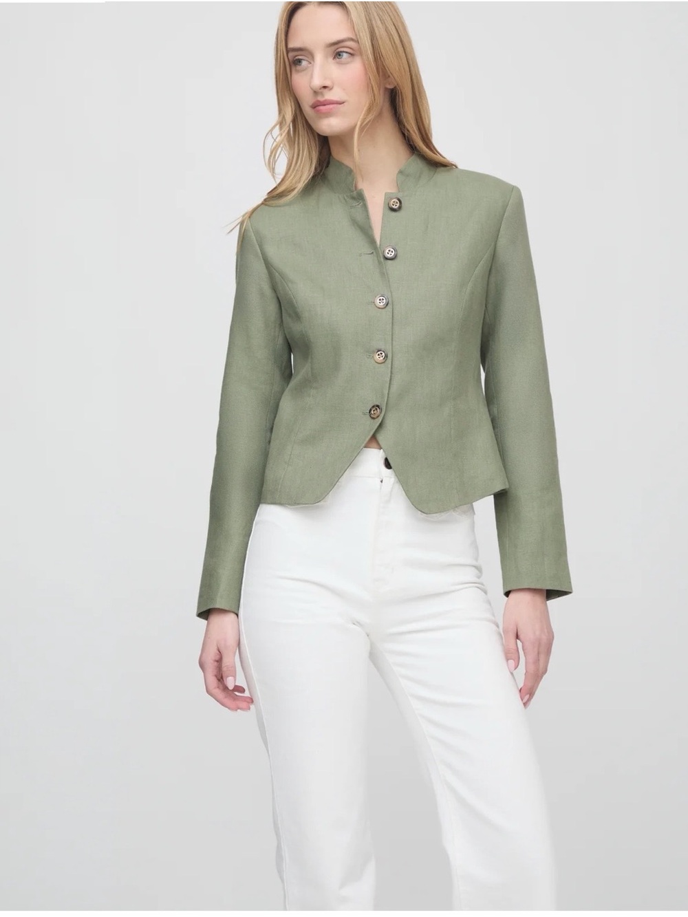 The Valerie Jacket - Tailored Olive Green Women's Button-Up Blazer